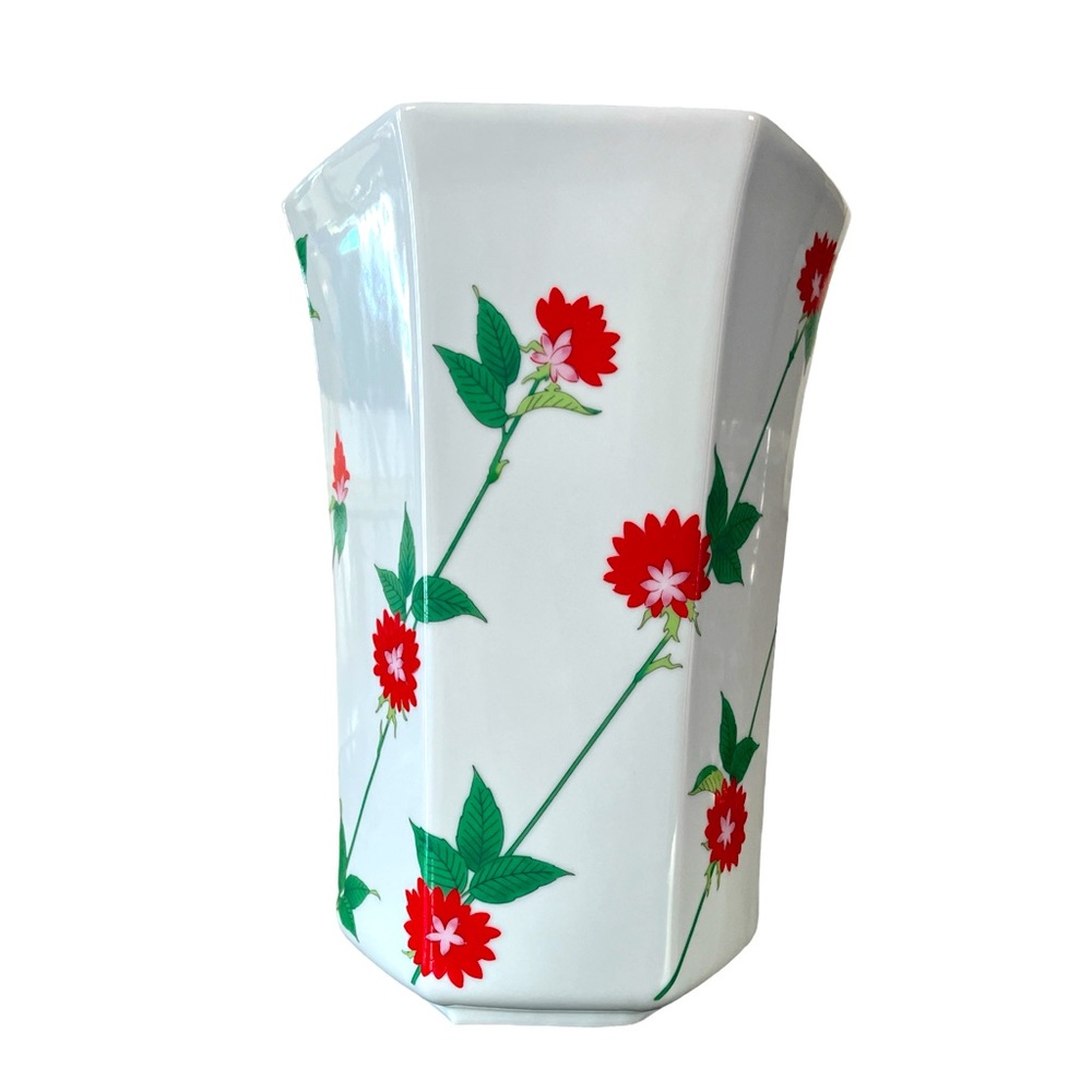 Toscany Collection Hexagon Hand Painted Vase Made In Japan